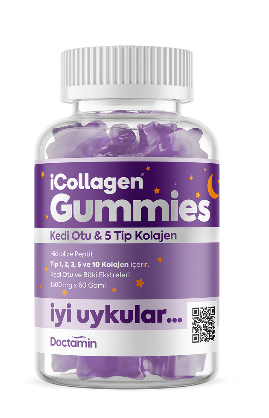 1 Kutu iCollagen Gummy İyi Uykular 5 Tip Kolajen + Kedi Otu