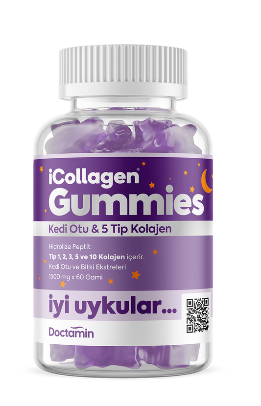 1 Kutu iCollagen Gummy İyi Uykular 5 Tip Kolajen + Kedi Otu