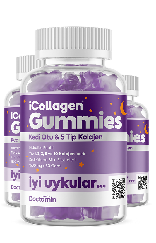 3 Kutu iCollagen® Gummy İyi Uykular 5 Tip Kolajen + Kedi Otu